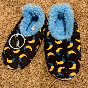 Snoozies Women's Blue and Yellow Moon Slippers